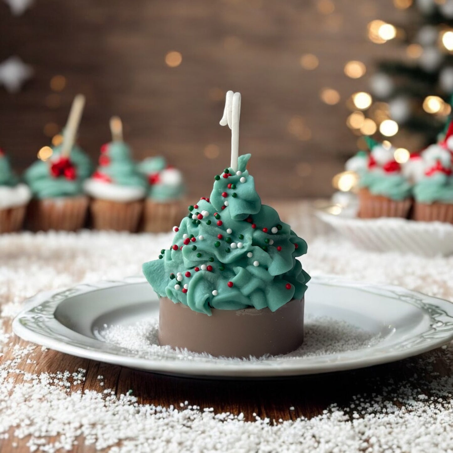 Velas para tartas con forma de árbol de Navidad de hoja perenne